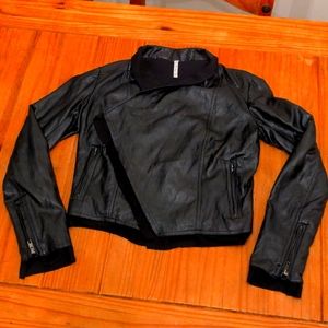 Anthro Willow & Clay Black  Faux Leather Jacket, Size 0